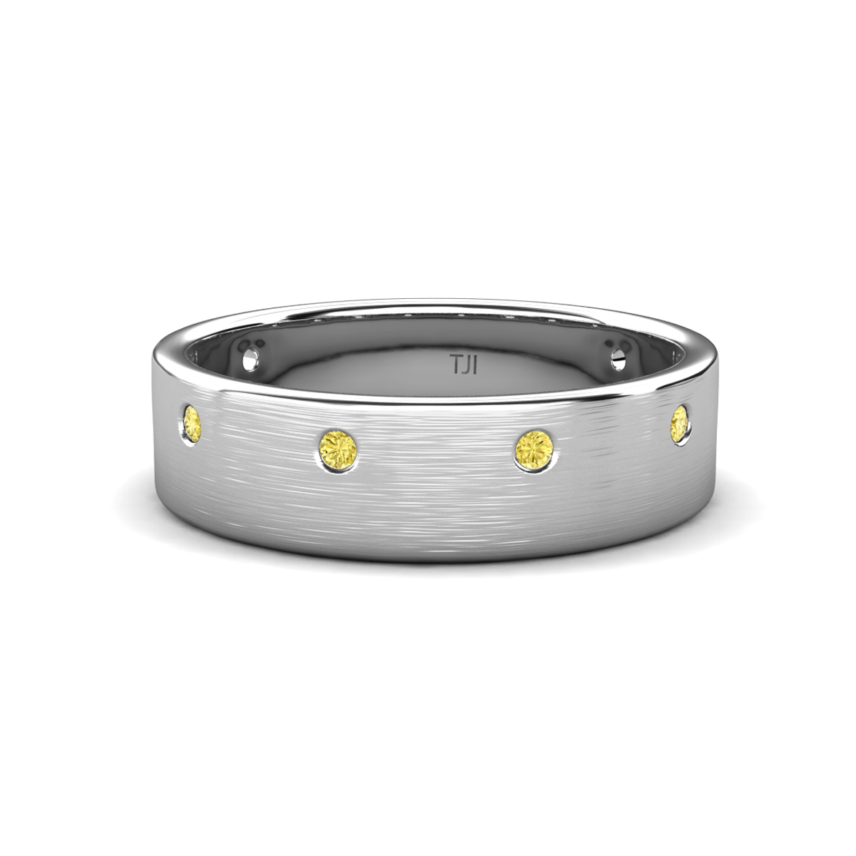 Orion Round Yellow Sapphire Brushed Satin Finish Men Wedding Band (8 mm) 